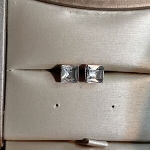 Clear Square Crystal Stud Earrings - Women Jewelry